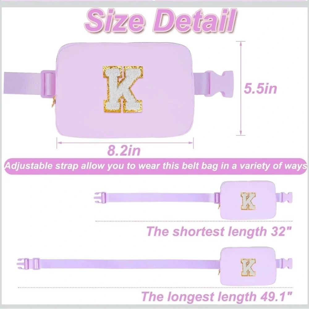 Lavender Kids Belt Bag with Gold Initial